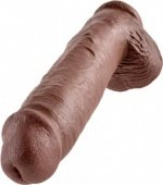 Cock 11 inch w/ balls brown -  